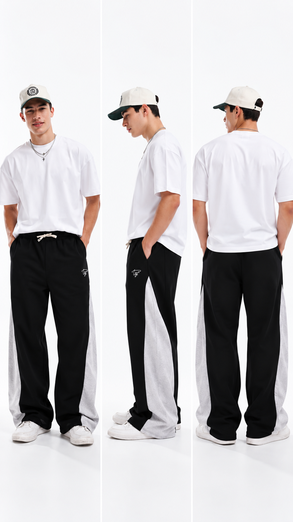 THEZERRO-Dual-Tone Side Panel Baggy Trouser